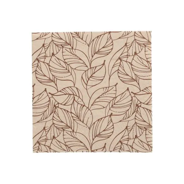 Servietten, 3-lagig 1/4-Falz 33 x 33 cm natur "Shapes of Leaves" aus recyceltem Papier - Bild 1