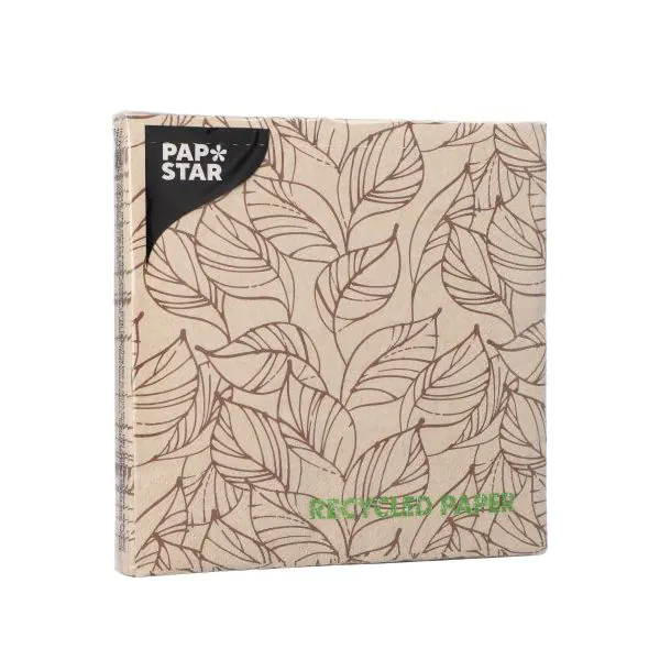 Servietten, 3-lagig 1/4-Falz 33 x 33 cm natur "Shapes of Leaves" aus recyceltem Papier - Bild 2
