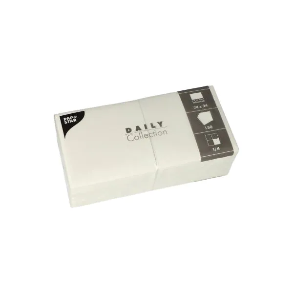 Servietten "DAILY Collection" 1/4-Falz 24 x 24 cm weiss - Bild 1