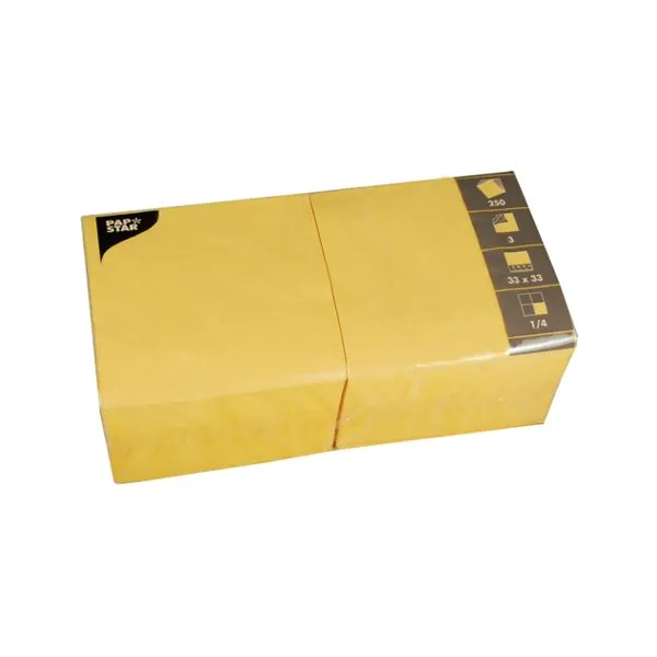 Servietten, gelb 3-lagig 1/4-Falz 33 x 33 cm - Bild 1