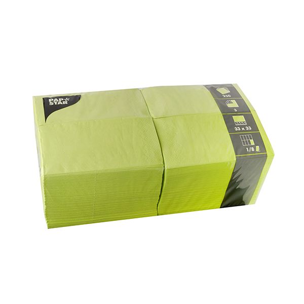 Servietten, limonengrün 3-lagig 1/8-Falz 33 x 33 cm - Bild 1