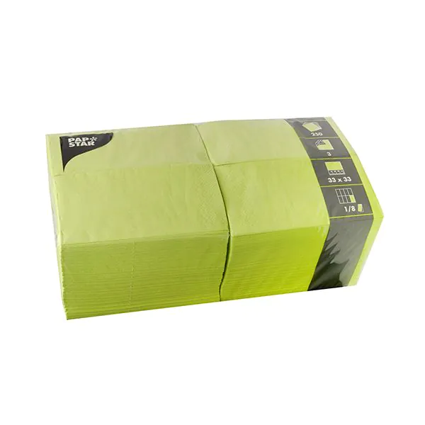 Servietten, limonengrün 3-lagig 1/8-Falz 33 x 33 cm - Bild 1