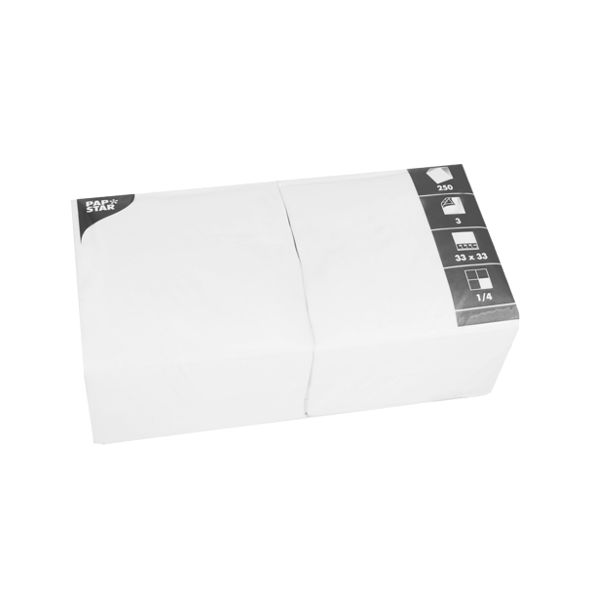 Servietten, weiss 3-lagig 1/4-Falz 33 x 33 cm - Bild 1
