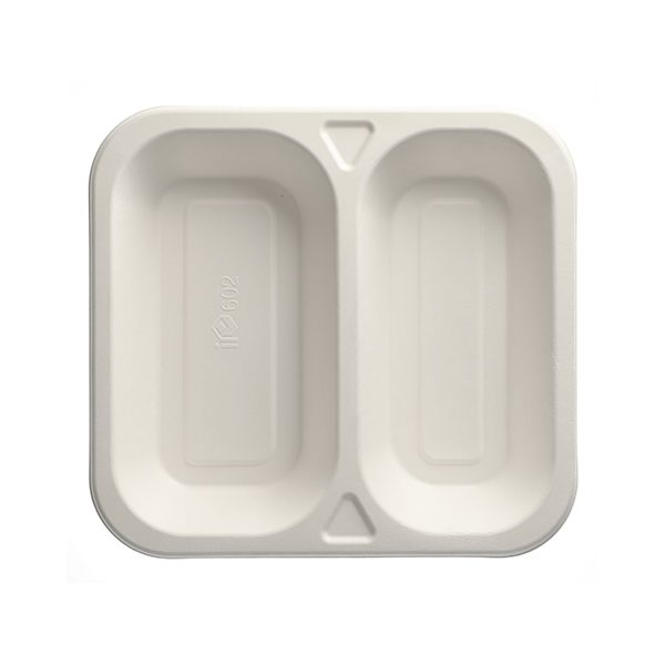 Siegelschalen aus Zuckerrohr 2-geteilt 4,2 x 24,5 x 26,5 cm weiss - Bild 1