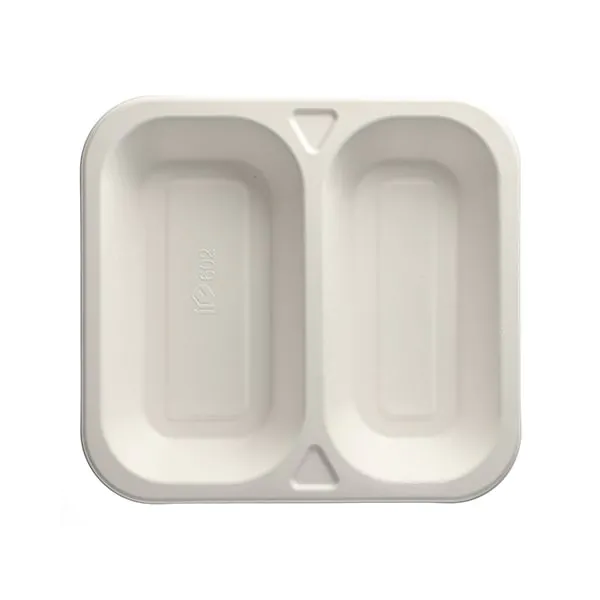 Siegelschalen aus Zuckerrohr 2-geteilt 4,2 x 24,5 x 26,5 cm weiss - Bild 1