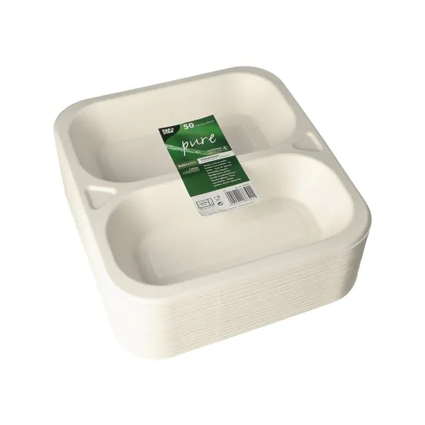 Siegelschalen aus Zuckerrohr 2-geteilt 4,2 x 24,5 x 26,5 cm weiss - Bild 2