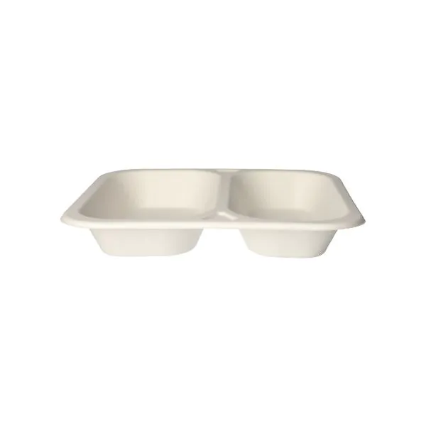 Siegelschalen aus Zuckerrohr 2-geteilt 4,2 x 24,5 x 26,5 cm weiss - Bild 3