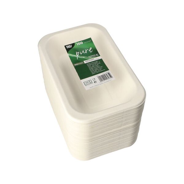 Siegelschalen aus Zuckerrohr, ungeteilt, 750 ml, 15 x 24 cm, weiss - Bild 2