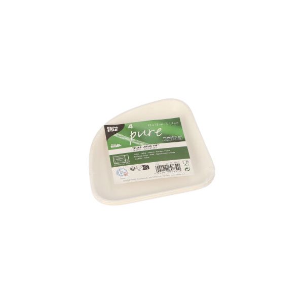 Teller aus Zuckerrohr "pure" 13 x 13 cm weiss "Belle Vie, Ligne Carrée" - Bild 2
