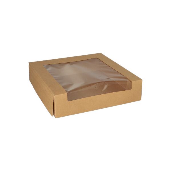 Tortenkartons mit Deckel eckig 5,5 x 23 x 23 cm mit Sichtfenster aus PLA - Bild 1