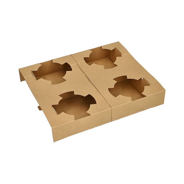 Tragetabletts, Pappe, braun, "pure", 3,6 x 19,8 x 24,1 cm, für 4 Suppenbecher - Bild 1