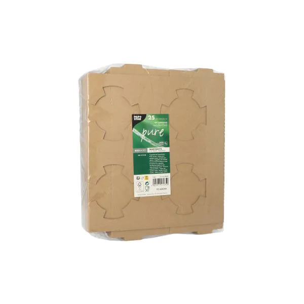 Tragetabletts, Pappe, braun, "pure", 3,6 x 19,8 x 24,1 cm, für 4 Suppenbecher - Bild 3