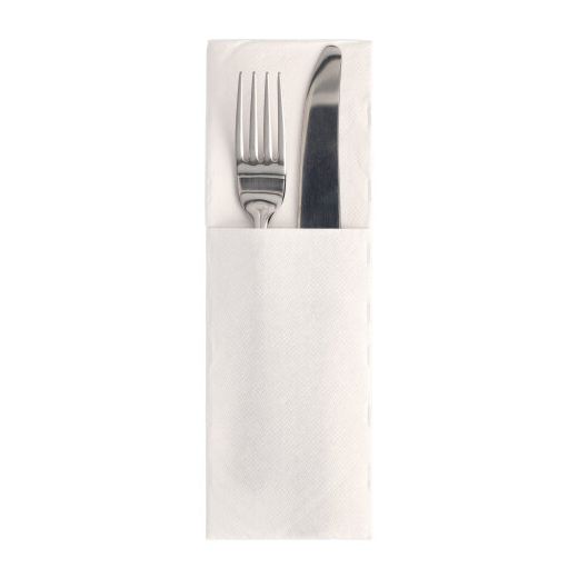 Servetter "ROYAL Collection" 48 cm x 30 cm vit med bestickficka 1