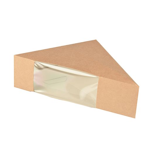 Sandwichlådor, papp med fönster av PLA "pure" 12,3 cm x 12,3 cm x 5,2 cm brun 1