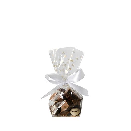 Cellofanpåse, PP 16 cm x 9,5 cm x 4 cm klar "stjärnor, guld" 1