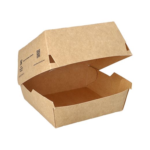 Hamburgerbox tillverkad av färskfiberkartong "NOTPLA" 7,8 cm x 11,5 cm x 11 cm brun 1