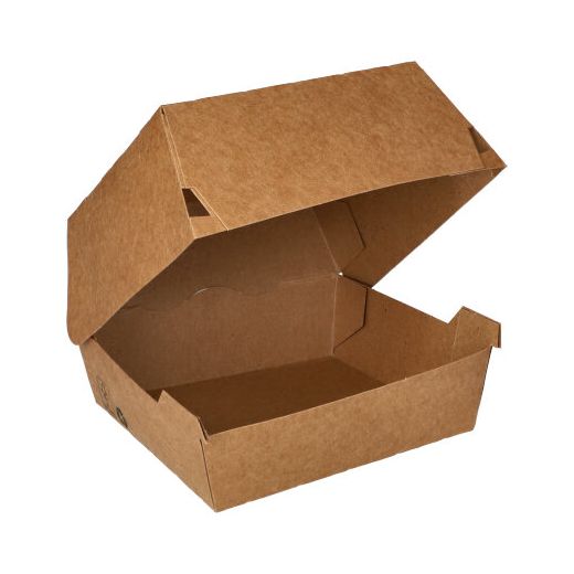 Hamburgerbox tillverkad av färskfiberkartong "Pure" 7 cm x 11,5 cm x 11 cm brun  1