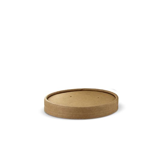 Lock för soppa cup, kartong "pure" rund Ø 9,8 cm · 1,6 cm brun  1