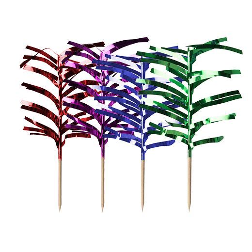 Partypinnar 12 cm sorterade färger "Palm Leaf" 1