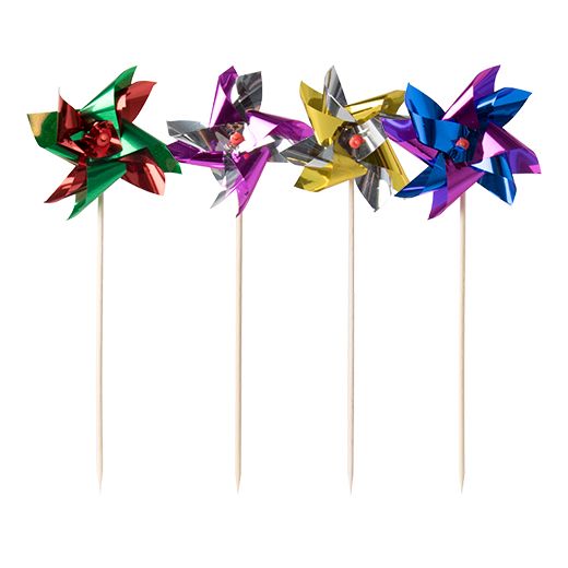 Partypinnar 17,5 cm sorterade färger "Väderkvarn" 1
