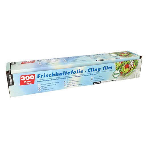 Plast film, PVC 300 m x 45 cm med praktisk säkerhets avrivning 1