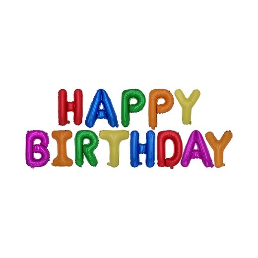Folieballong-Set sorterade färger "Happy Birthday" 1