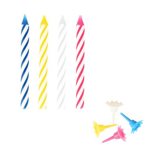 Födelsedagsljus med hållare 6 cm sorterade färger 1