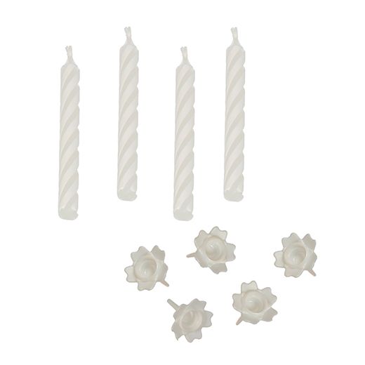 Födelsedagsljus med hållare 6 cm vit 1