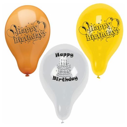 Ballonger Ø 22 cm sorterade färger "Happy Birthday" 1