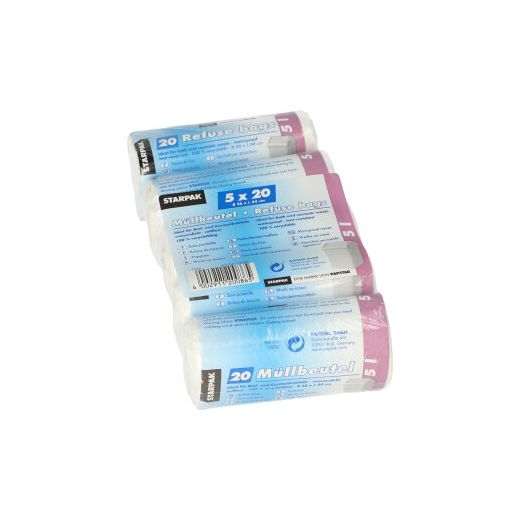 Soppåse för kosmetik, LDPE 5 l 44 cm x 36 cm vit 1