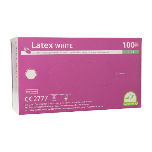 "Medi-Inn® PS" Handskar, (Pudrad), Latex "White" vit Storlek L 1