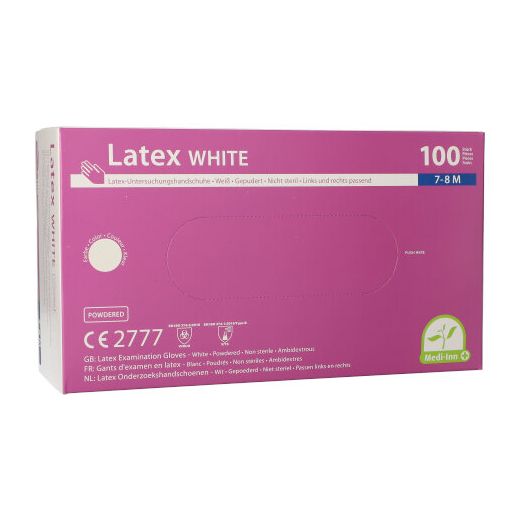 "Medi-Inn® PS" Handskar, (Pudrad), Latex "White" vit Storlek M 1