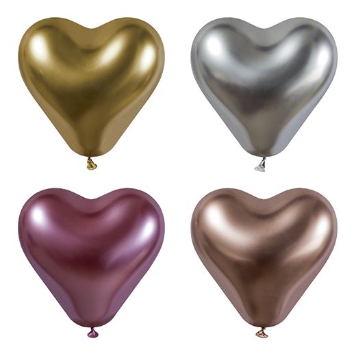 Ballonger Ø 28 cm sorterade färger "Glossy Heart" large 1