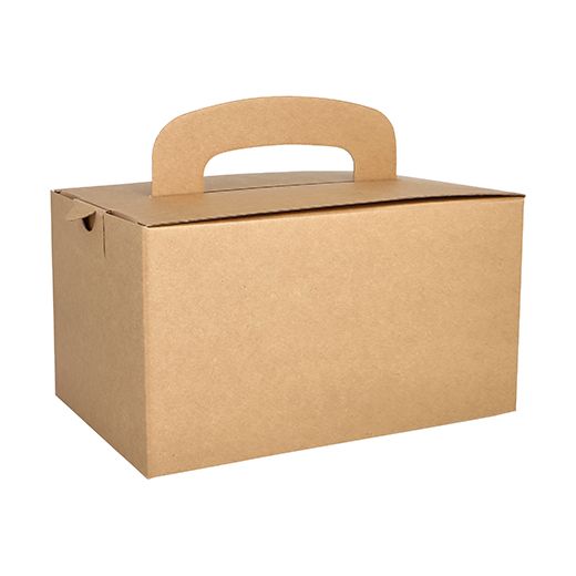 Lunch lådor, papp "pure" kantig 12,5 cm x 15,5 cm x 22,5 cm brun med handtag 1