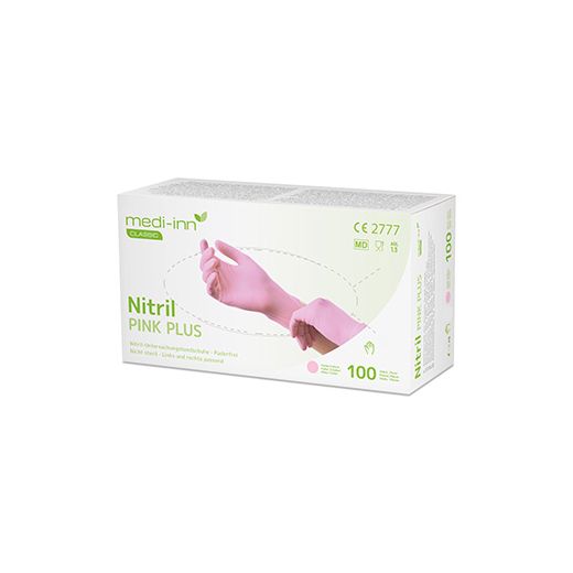 "Medi-Inn® Classic" Handskar, Nitril opudrade rosa "Nitril Pink Plus" Storlek S 1