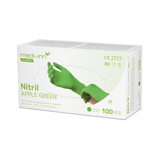 "Medi-Inn® Classic" Handskar, Nitril opudrade äpplegrön "Nitril Apple Green" Storlek L 1