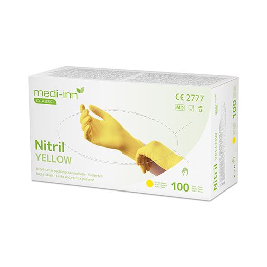 "Medi-Inn® Classic" Handskar, Nitril opudrade gul "Nitril Yellow" Storlek L 1