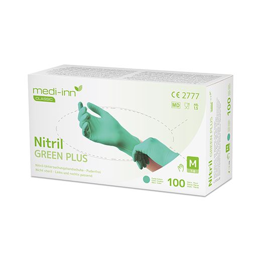 "Medi-Inn® Classic" Handskar, Nitril opudrade "Green Plus" grön Storlek M 1