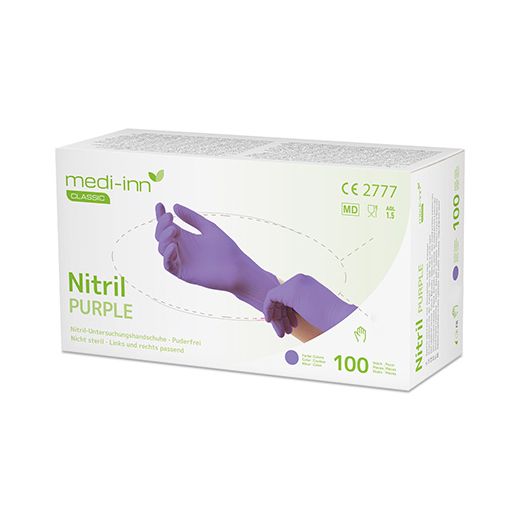 "Medi-Inn® Classic" Handskar, Nitril opudrade lila "Nitril Purple" Storlek S 1