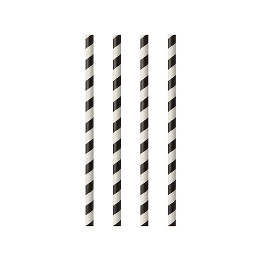 Sugrör av papper Ø 6 mm · 20 cm svart/vit "Stripes" 1