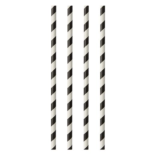 Sugrör av papper Ø 6 mm · 29 cm svart/vit "Stripes" 1