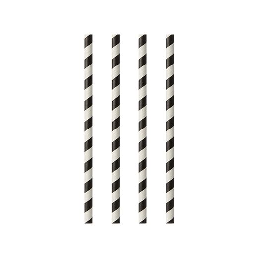 Sugrör av papper "pure" Ø 6 mm · 24 cm svart/vit "Stripes" 1