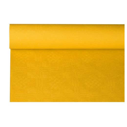 Pappersduk med damastprägling 8 m x 1,2 m gul 1