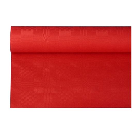 Pappersduk med damastprägling 8 m x 1,2 m röd 1