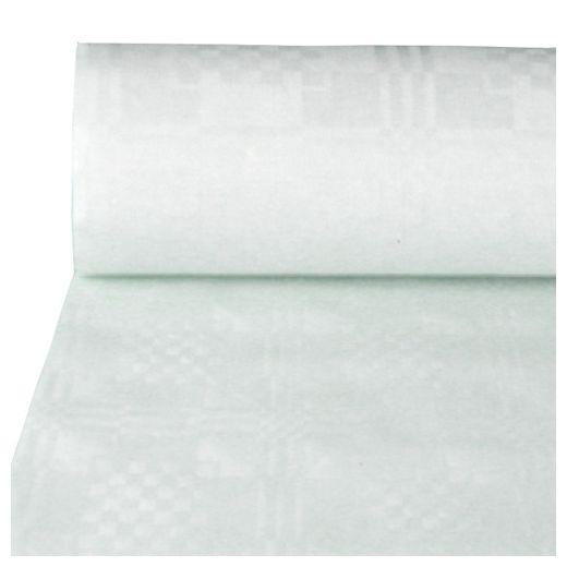 Pappersduk med damastprägling 100 m x 1 m vit 1