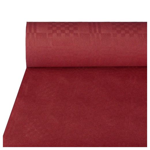 Pappersduk med damastprägling 50 m x 1 m vinröd 1