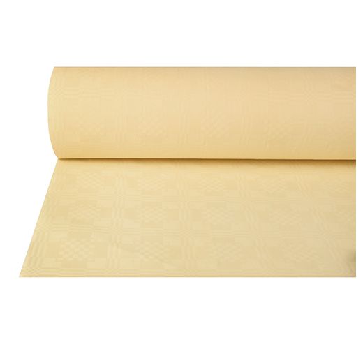 Pappersduk med damastprägling 50 m x 1 m creme 1