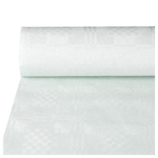 Pappersduk med damastprägling 50 m x 1 m vit 1