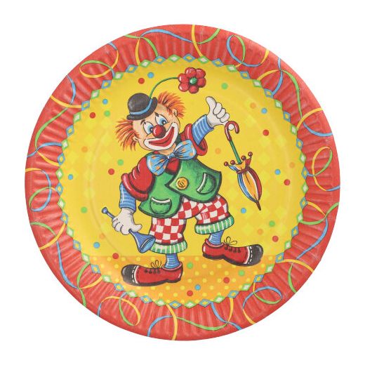 Tallrik, papper rund Ø 23 cm "Clown" 1