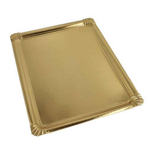 Serveringsfat, Papper, PET-belagd kantig 34 cm x 45,5 cm guld 1